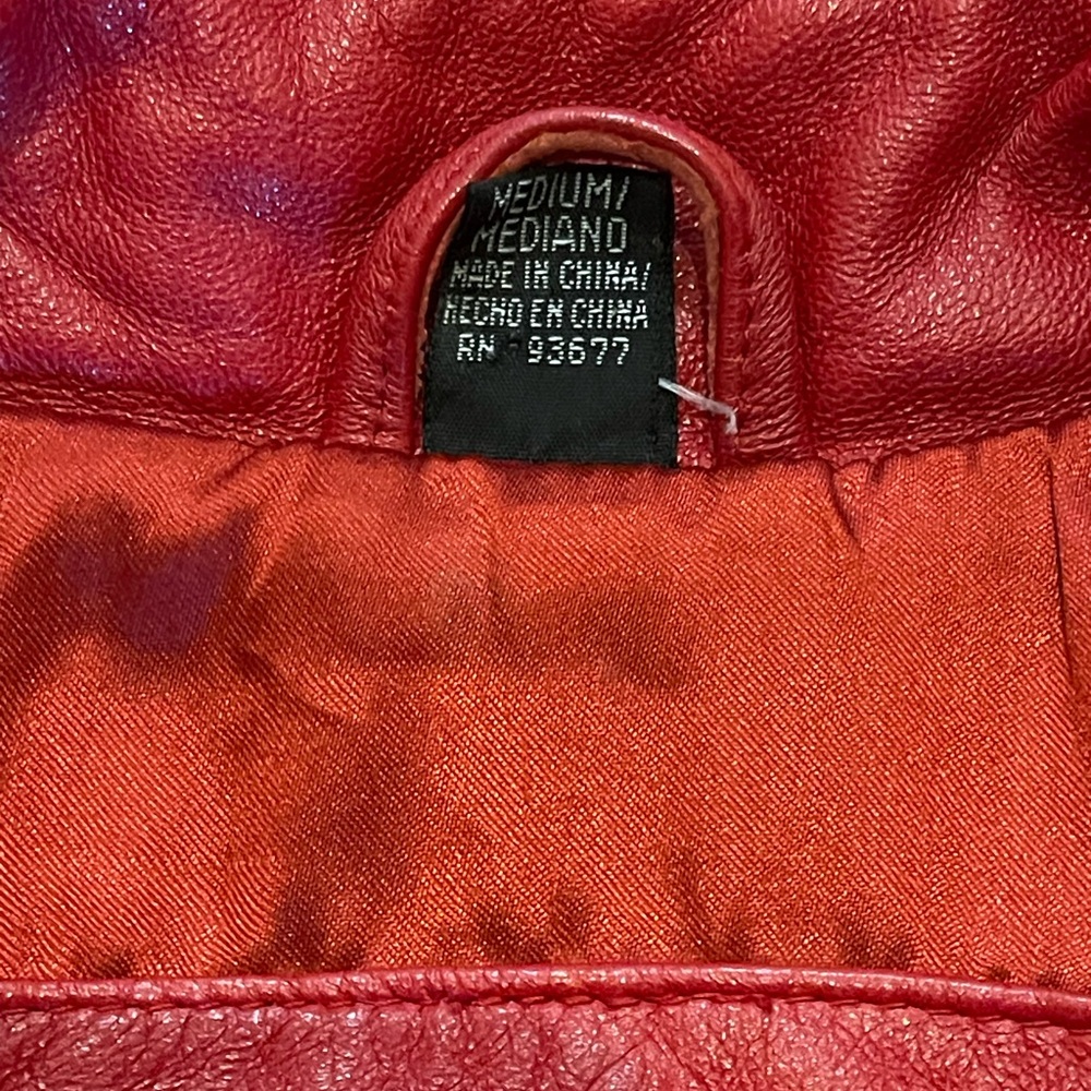 Jacqueline Ferrar Genuine Leather Vintage Red Coat with Gold Buttons Size Medium - Picture 5 of 7